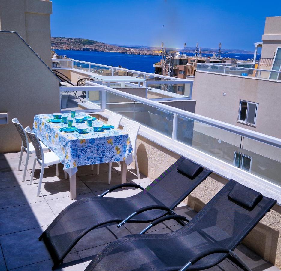 Sea View New Penthouse Terrace & Garage Parking Appartement St. Paul's Bay Buitenkant foto